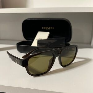 Coach Brown Sunglasses with Green Lenses